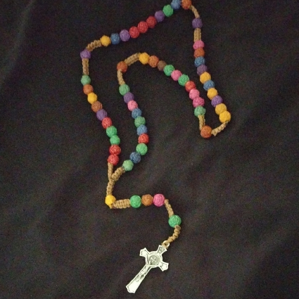 Colorful Beaded Rosary Necklace